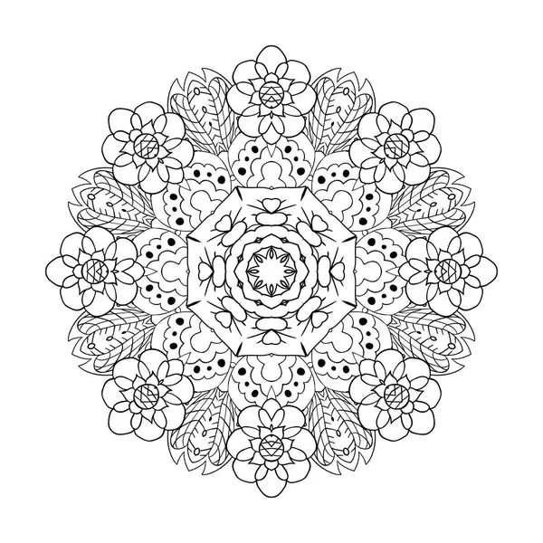 만다라입니다. 동양 패턴입니다. 그림 낙서. 전통적인 둥근 장식 — 스톡 벡터