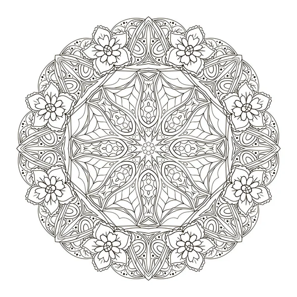 Mandala. Oriental pattern. Doodle drawing. Traditional round ornament — Stock Vector
