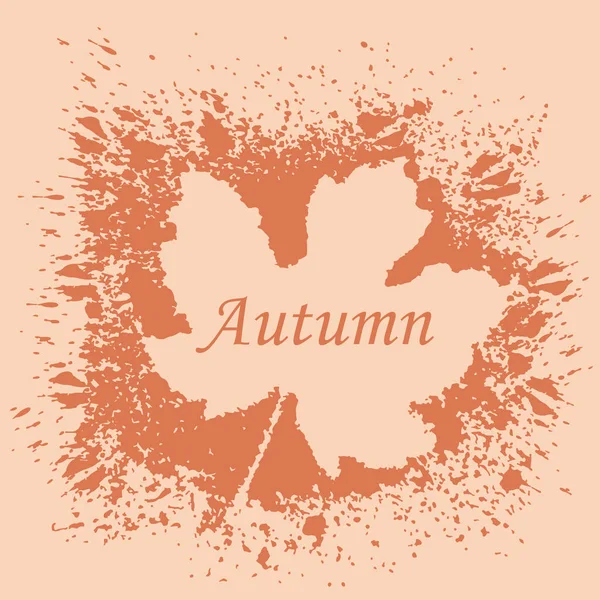 Foglia d'autunno. Vernice spray. Acquerello. Silhouette — Vettoriale Stock