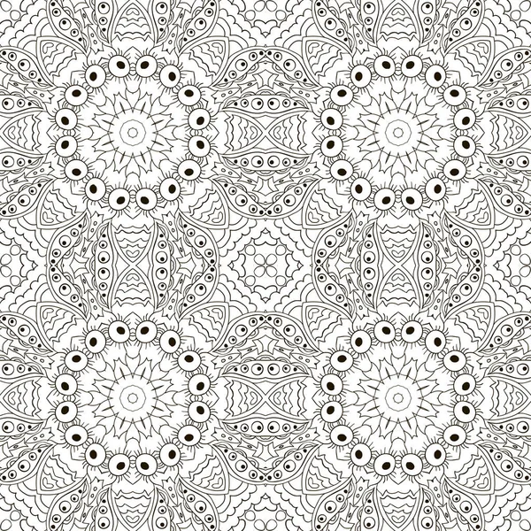Mandala coloring. Zentangl seamless ornament — Stock Vector