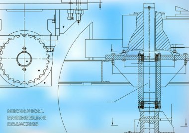Planları. Mühendislik arka planlar. Makine mühendisliği çizimleri. Kapak. Afiş. Teknik tasarım. Mavi