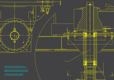 Planları. Mühendislik arka planlar. Makine mühendisliği çizimleri. Kapak. Afiş. Teknik tasarım. Gri