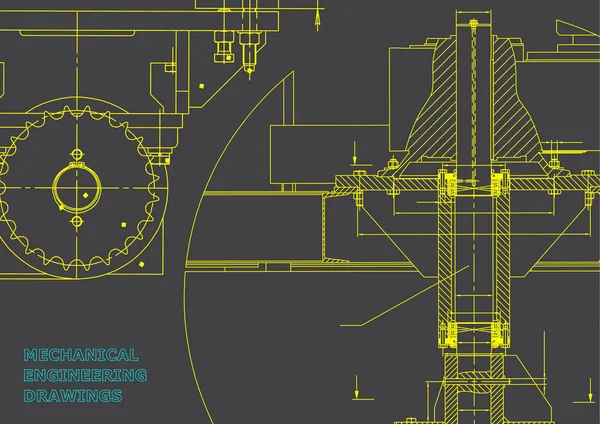 Planları. Mühendislik arka planlar. Makine mühendisliği çizimleri. Kapak. Afiş. Teknik tasarım. Gri