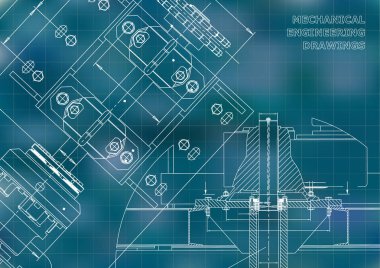 Mühendislik arka planlar. Teknik tasarım. Makine mühendisliği çizimleri. Planları. Mavi. Kılavuz