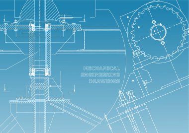 Mühendislik arka planlar. Teknik. Makine mühendisliği çizimleri. Planları. Beyaz ve mavi