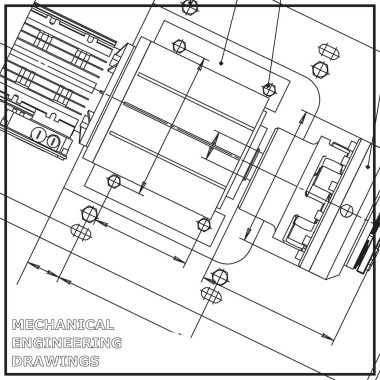 Makine Mühendisliği çizim beyaz arka plan. Mühendislik