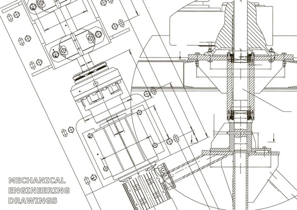 Planları Makine Mühendisliği Çizimleri Teknik Tasarım Kapak Afiş Beyaz — Stok Vektör