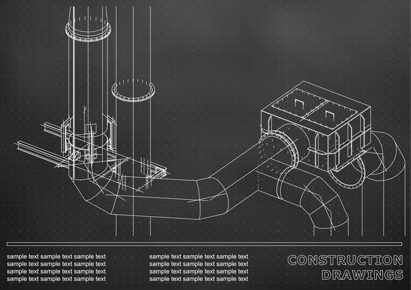 Desenhos Construção Construção Metal Tubos Tubulação Capa Fundo Para Texto —  Vetores de Stock