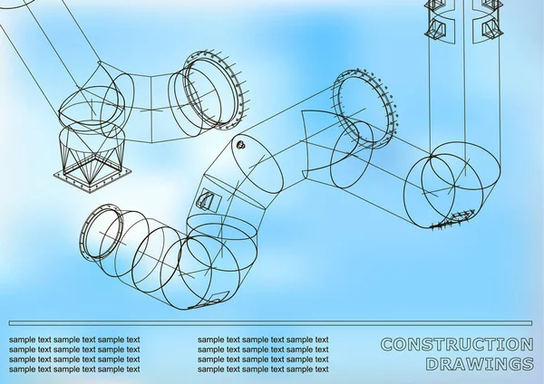 Креслення Сталевих Конструкцій Труби Труби Відбиток Сталевих Конструкцій Обкладинка Фон — стоковий вектор