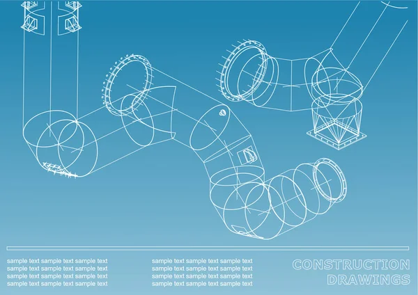Dibujos Estructuras Tuberías Tuberías Plano Estructuras Acero Cubierta Fondo Para — Vector de stock