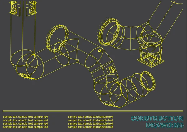 Dibujos Estructuras Tuberías Tuberías Plano Estructuras Acero Cubierta Fondo Para — Vector de stock