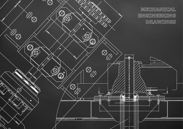 Technische Hintergründe Technisches Design Maschinenbauzeichnungen Blaupausen Schwarz — Stockvektor