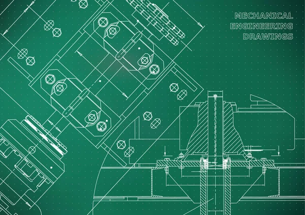 Technische Hintergründe Technisches Design Maschinenbauzeichnungen Blaupausen Hellgrün Punkte — Stockvektor