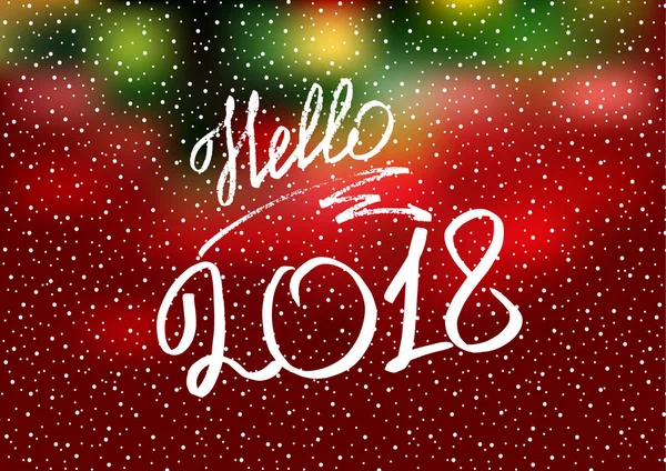 Привет 2018 Новый 2018 Год Новогодняя Открытка Обложка Баннер Снег — стоковый вектор