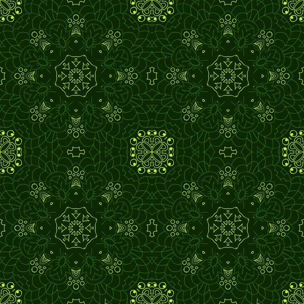 Mandala Modèle Oriental Ornement Sans Couture Zentangl Vert — Image vectorielle