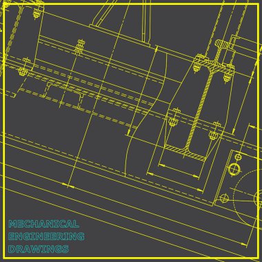 Makine mühendisliği çizimleri. Mühendislik. Vektör gri arka plan