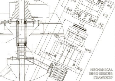 Makine mühendisliği çizimleri. Teknik tasarım. Planları. Beyaz