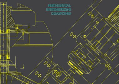 Makine mühendisliği çizimleri. Teknik tasarım. Enstrüman yapımı. Planları. Gri