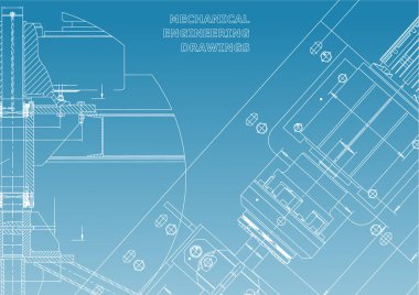 Makine mühendisliği çizimleri. Teknik tasarım. Enstrüman yapımı. Planları. Beyaz ve mavi