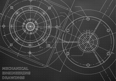 Makine mühendisliği çizimleri. Vektör arka plan. Siyah. Puan