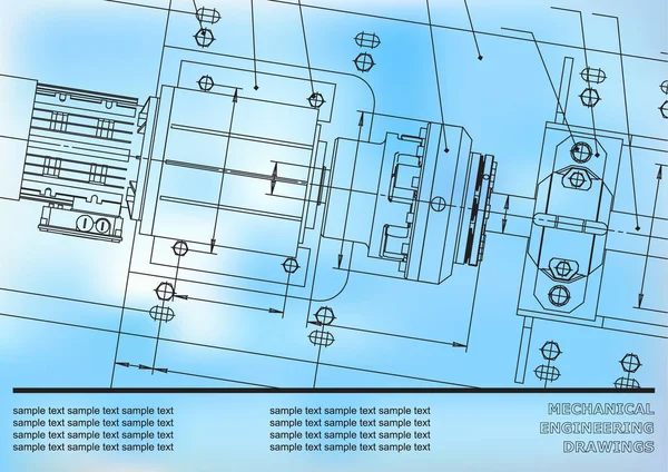 Maschinenbauzeichnungen Auf Blauem Hintergrund Vektor Hintergrund Für Die Inschrift — Stockvektor