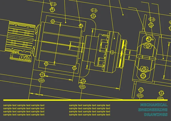 Makine Mühendisliği çizimler gri bir arka plan üzerinde. Vektör. Arka plan Yazıt için