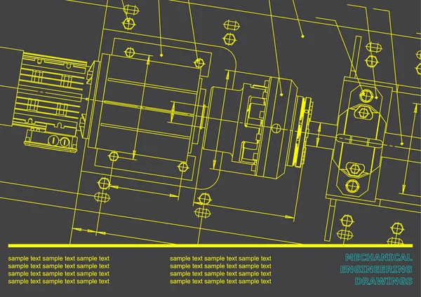 Maschinenbauzeichnungen Auf Grauem Hintergrund Vektor Hintergrund Für Die Inschrift — Stockvektor