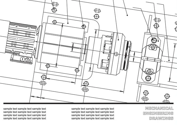 Dibujos Ingeniería Mecánica Sobre Fondo Blanco Vector Fondo Para Inscripción — Vector de stock