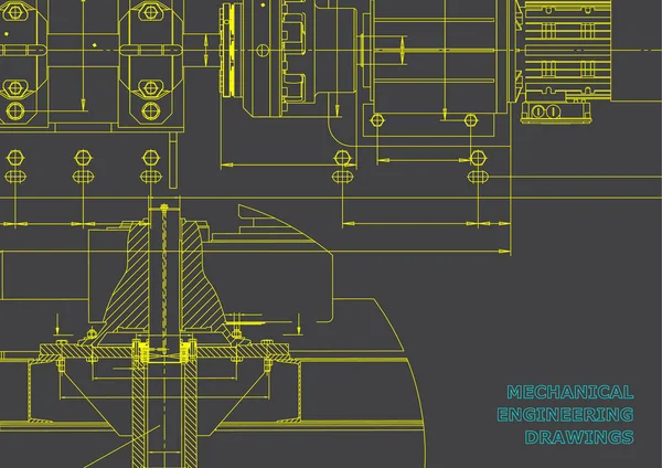 Машинобудування Малюнки Закінчена Розробка Технічного Фони Інженерії Креслення Сірий — стоковий вектор