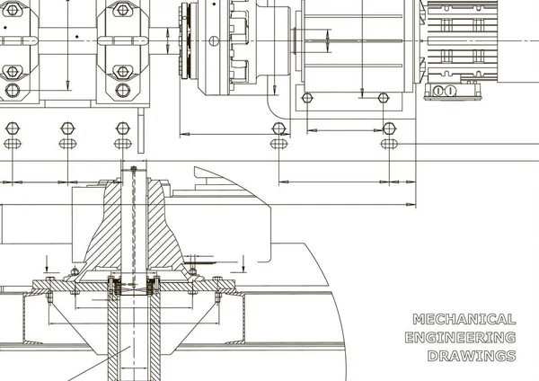 Makine Mühendisliği Çizimleri Teknik Tasarım Mühendislik Arka Planlar Planları Beyaz — Stok Vektör