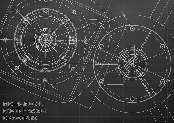 Makine mühendisliği çizimleri. Vektör arka plan. Siyah. Kılavuz