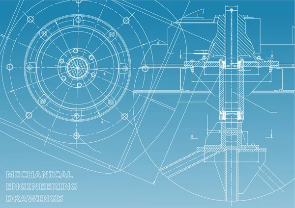 Makine mühendisliği çizimleri. Vektör. Mavi