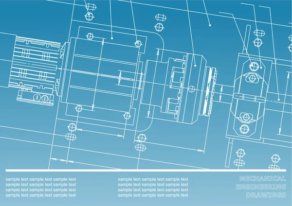 Makine Mühendisliği Çizimleri Işık Mavi Beyaz Arka Plan Üzerinde Vektör — Stok Vektör
