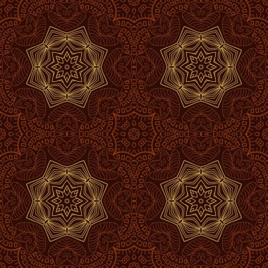 Sorunsuz doodle desen. Etnik motifleri. Brown