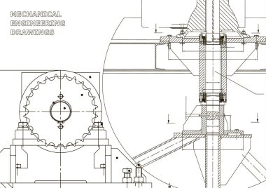 Planları. Mekanik inşaat. Mühendislik illüstrasyonlar. Teknik tasarım. Afiş. Beyaz