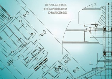 Planları. Mekanik inşaat. Teknik tasarım. Kapak. Afiş. Açık mavi