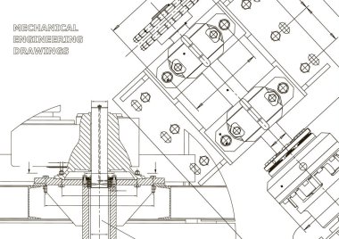 Planları. Mekanik inşaat. Teknik tasarım. Kapak mühendislik. Afiş. Beyaz