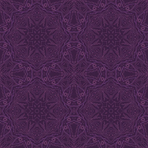 Mandala Sans Couture Violette Zentangl Ornement Sans Couture Pour Créativité — Image vectorielle