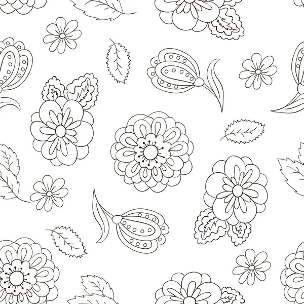 Nahtloses Muster Mit Frühlingsblumen Cover Hintergrund Schwarz Weiße Farben — Stockvektor