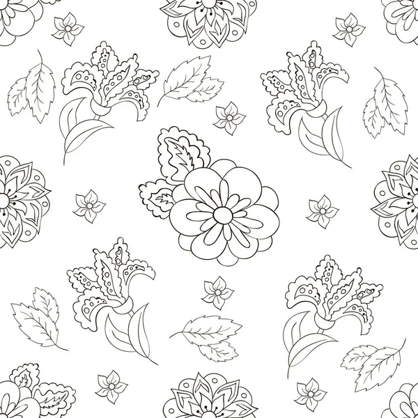 Nahtloses Muster Mit Frühlingsblumen Cover Hintergrund Schwarz Weiß — Stockvektor