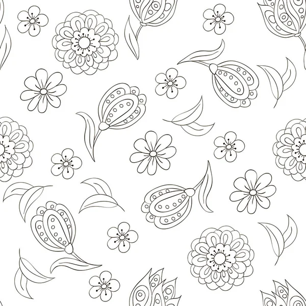 Modèle Sans Couture Avec Des Fleurs Printemps Couverture Fond Blanc — Image vectorielle