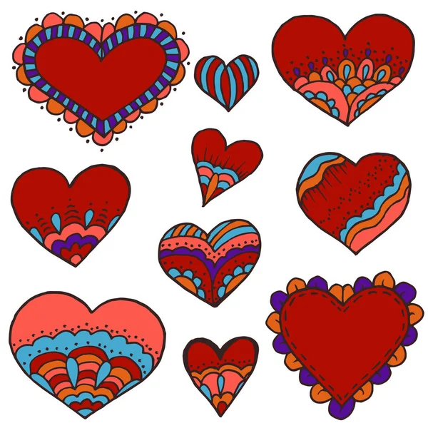 Skizzen Aufkleber Anstecknadeln Doodle Elemente Für Kreativität Herz Handzeichnung Liebe — Stockvektor