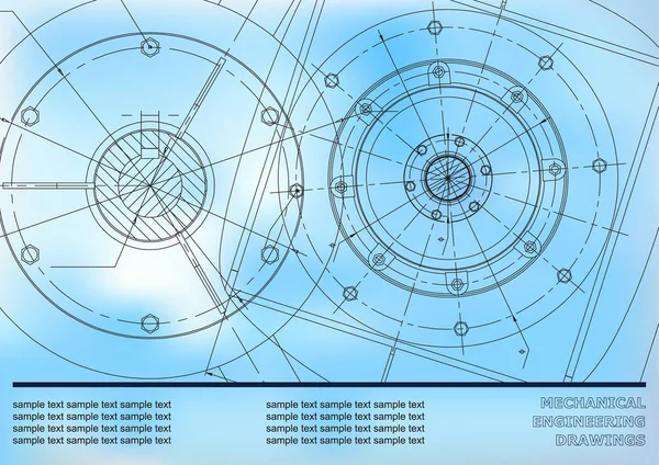 Vektor Maschinenbauzeichnungen Auf Blauem Hintergrund Hintergrund Für Die Inschrift — Stockvektor