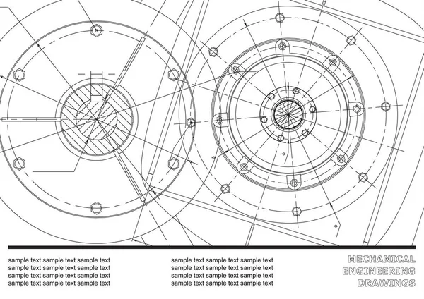 Desenhos Engenharia Mecânica Vetorial Sobre Fundo Branco Contexto Para Inscrição —  Vetores de Stock