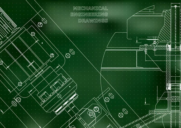 Cetak Biru Konstruksi Mekanis Desain Teknis Lindungi Banner Hijau Poin - Stok Vektor