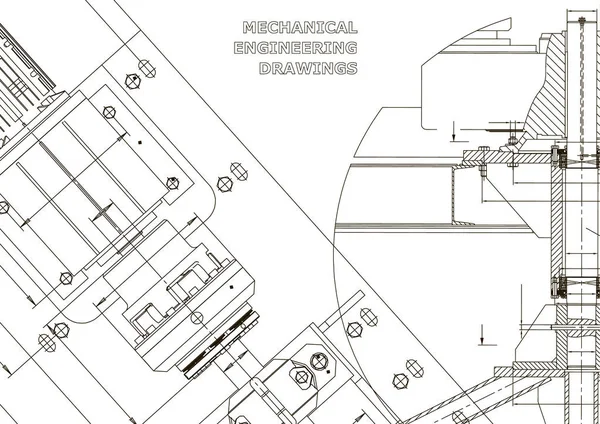 Blaupausen Mechanische Konstruktion Technisches Design Deckel Banner Weiß — Stockvektor