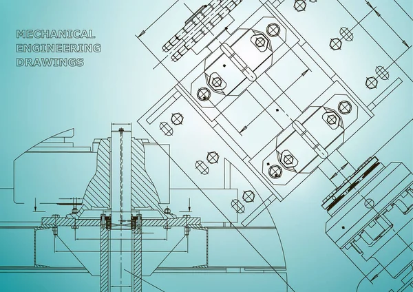 Blaupausen Mechanische Konstruktion Technisches Design Technische Abdeckung Banner Hellblau — Stockvektor