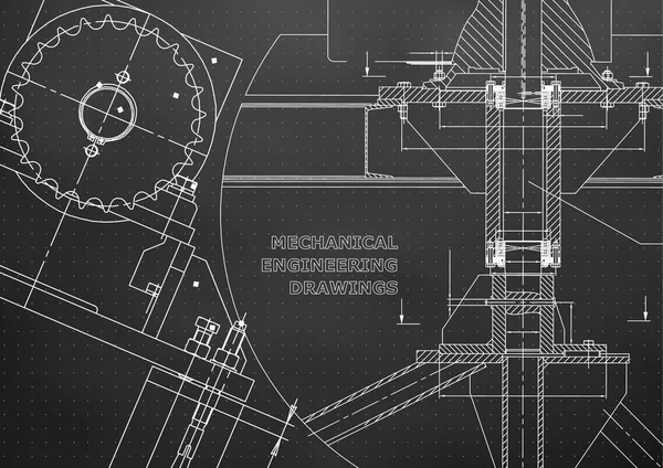 Blaupausen Mechanische Konstruktion Technisches Design Technische Illustrationen Banner Schwarz Punkte — Stockvektor