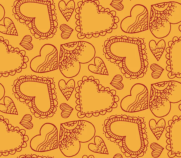 Lindo Patrón Sin Costuras Corazón Dibujo Manual Dibujo Contorno Diseño — Archivo Imágenes Vectoriales