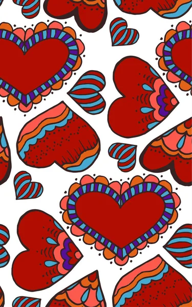 Lindo Patrón Sin Costuras Doodle Corazón Amor Corazón Día San — Archivo Imágenes Vectoriales